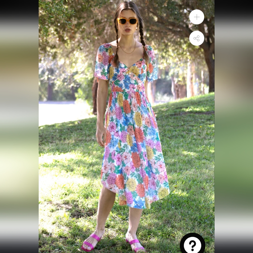 ADELYN RAE RHINA FLORAL CHIFFON MAXI DRESS SIZE LARGE